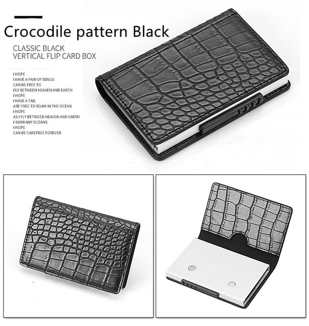 RFID Blocking Leather Card Holder Credit Card Wallet