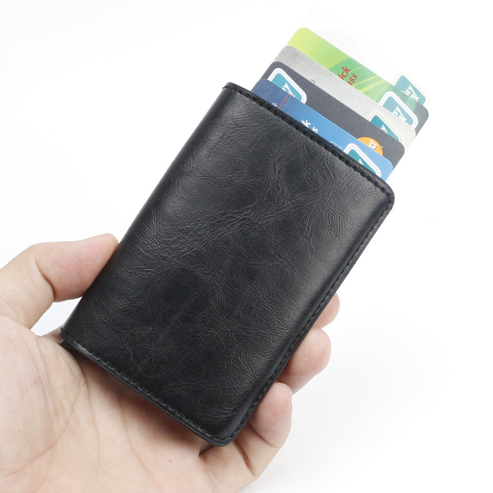 RFID Metal Card Holder Aluminium Alloy Leather Wallet Antitheft