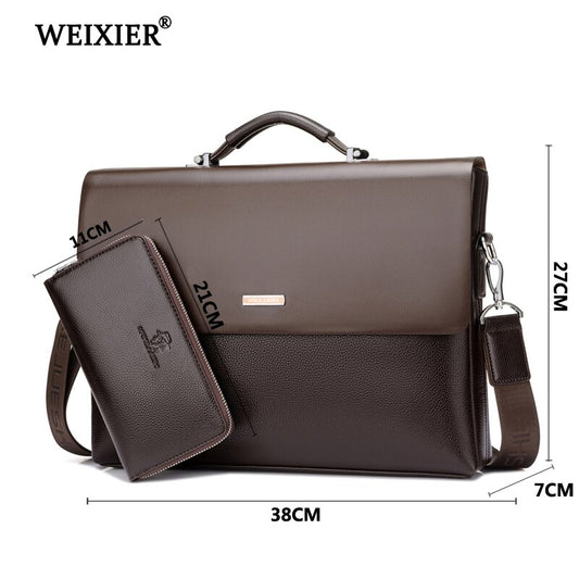 WEIXIER Brand Leather High Quality Microfiber Laptop Business Messenger Fashion Bag