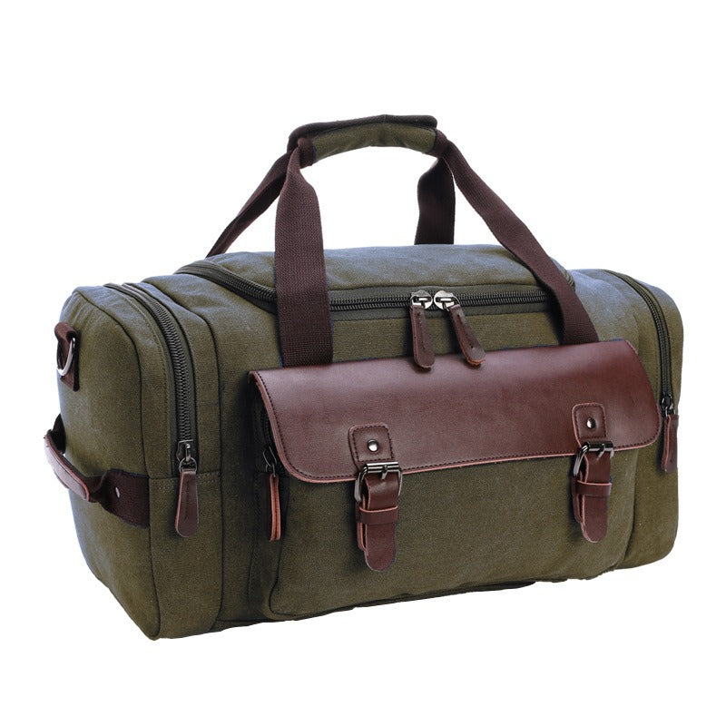 Classy Large Capacity Vintage Leather and Canvas Luggage Travel Tote Bags