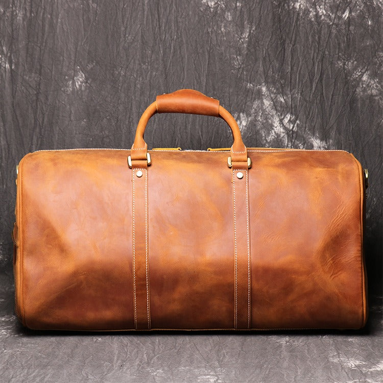 Genuine Leather European and American Retro Travel Crossbody Handbag or GYM bag