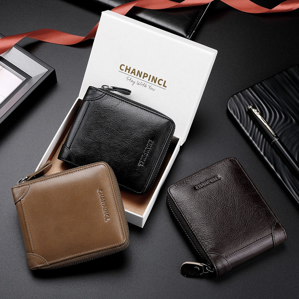 Leather Zero Horizontal Multi-Function Zipper Wallet