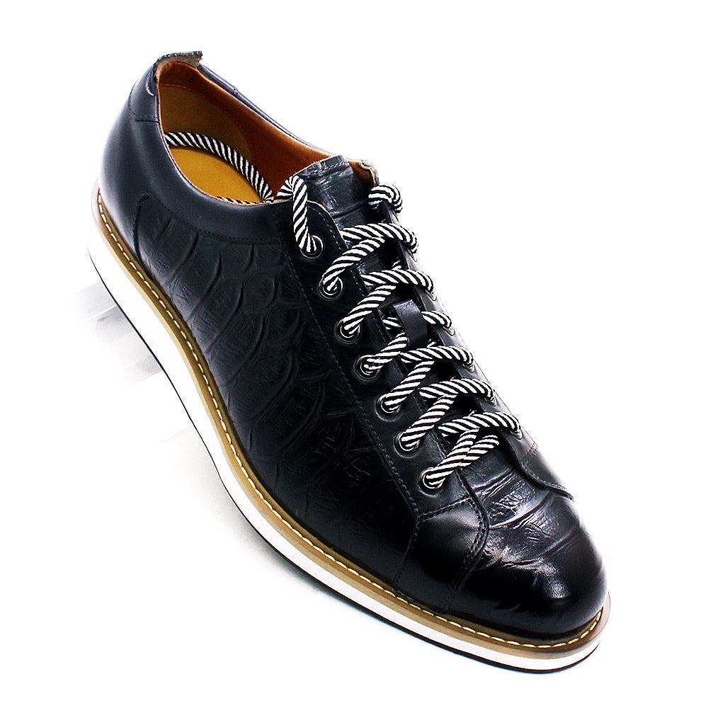 European Style European Style Real Cow Leather Crocodile Print Flat Shoes