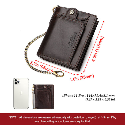 Anti-Magnetic Leather Zipper Wallet Large Capacity Multi-Card Coin Pocket