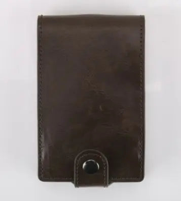 RFID Leather Card Holders Stack Up Pull Out Mini Cascading Wallet