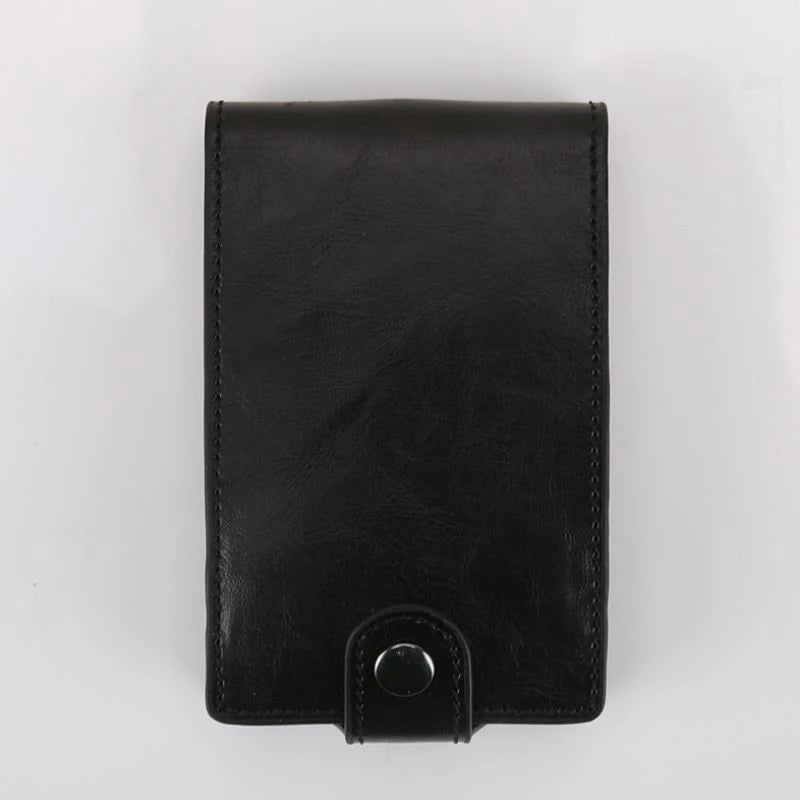 RFID Leather Card Holders Stack Up Pull Out Mini Cascading Wallet