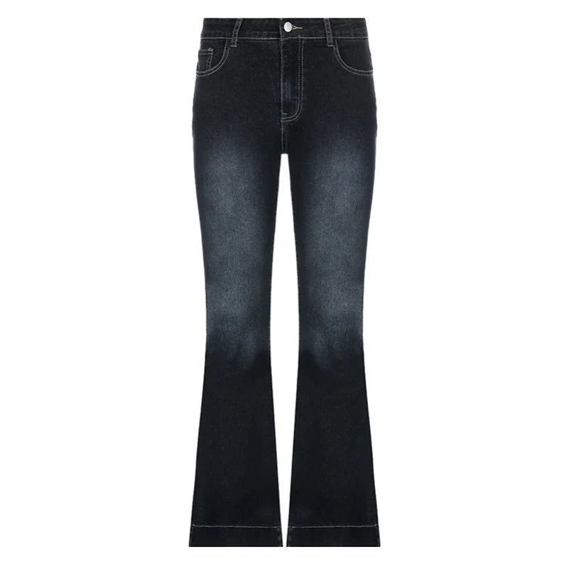 New Flare Jeans Women's Low Waist Trousers Vintage Aesthetic Denim Pants Streetwear Mom Casual Korean Fashion Y2k Jeans