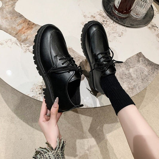 Platform Lace-up Loafers Leather Shoes