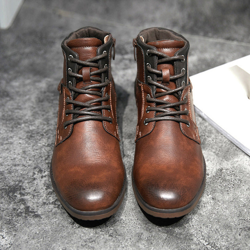Winter Ankle Lace Up Leather Boots