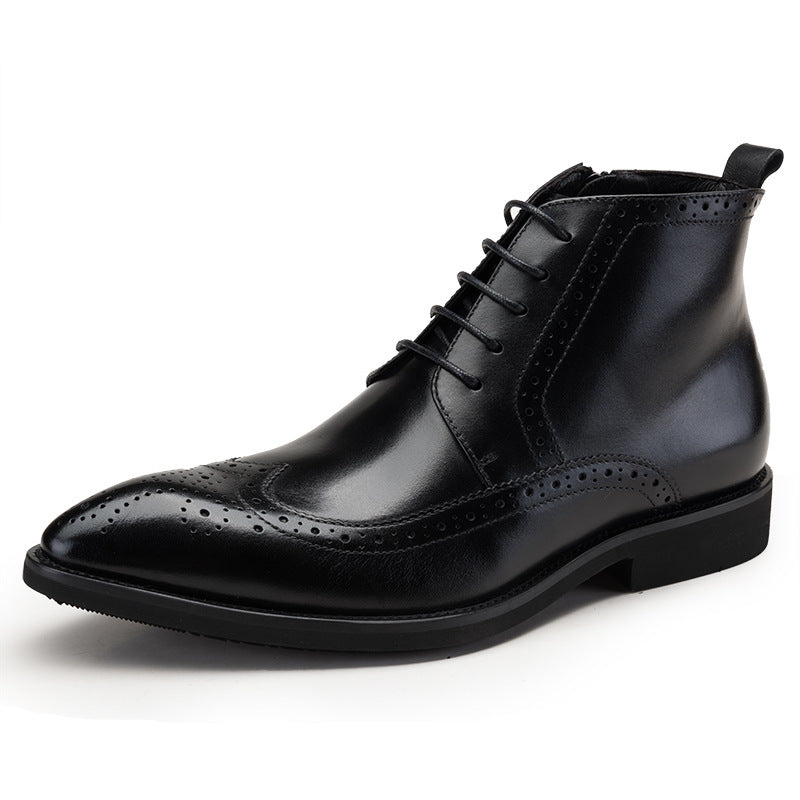 Carved Leather British Style Trend Boots