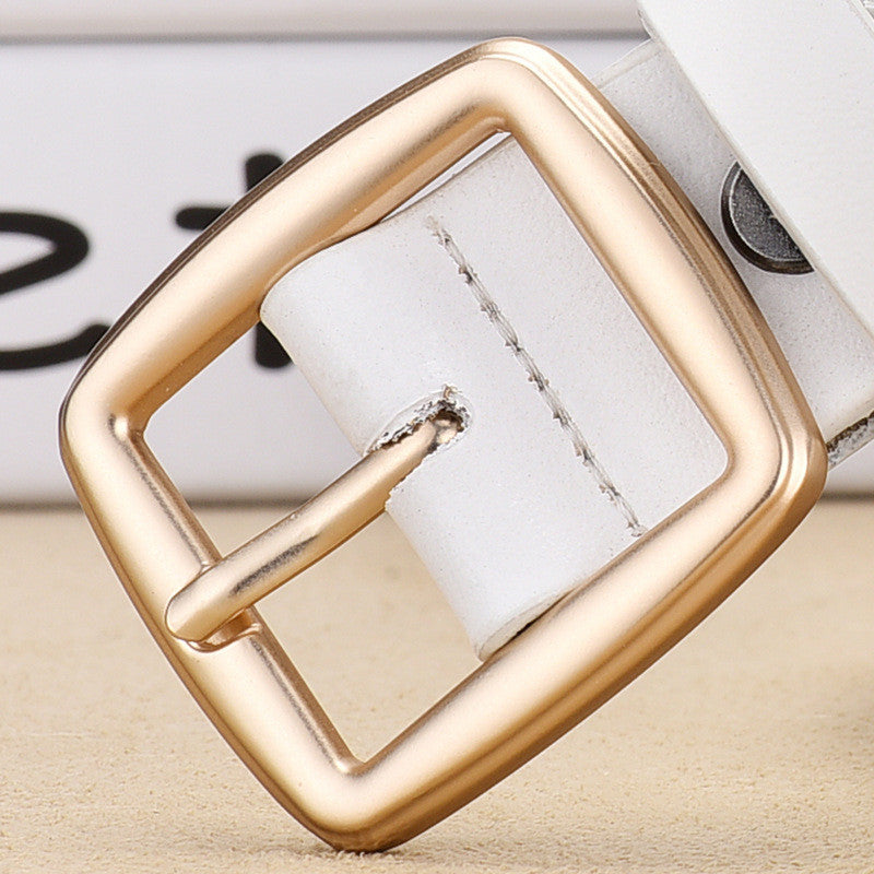 Ladies Korean Style Simple Gold Pin Buckle Belt