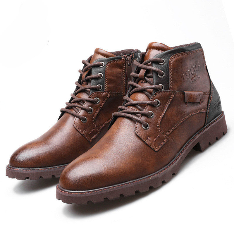 Winter Ankle Lace Up Leather Boots