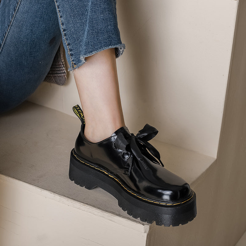 Thick Soled Leather Shoes