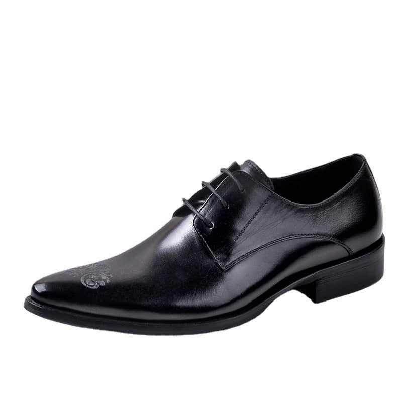 Breathable Pointed Carved Business Casual Wear Leather Shoes