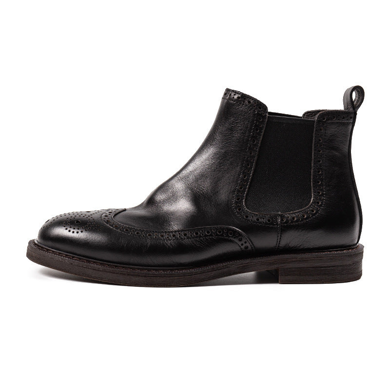 Chelsea Brogue Carved Leather Boots
