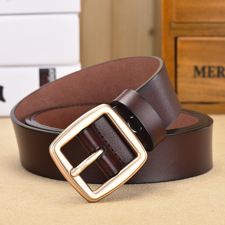 Ladies Korean Style Simple Gold Pin Buckle Belt