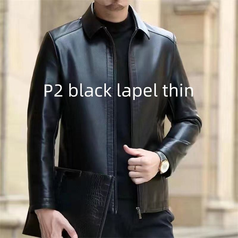 Leather Jacket Fleece Lined with Stand Collar