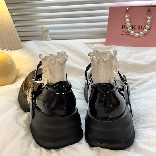 Round Toe Black Versatile Leather Shoes