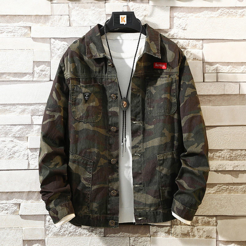 Camouflage Fashion Denim Masculine Jeans Jacket