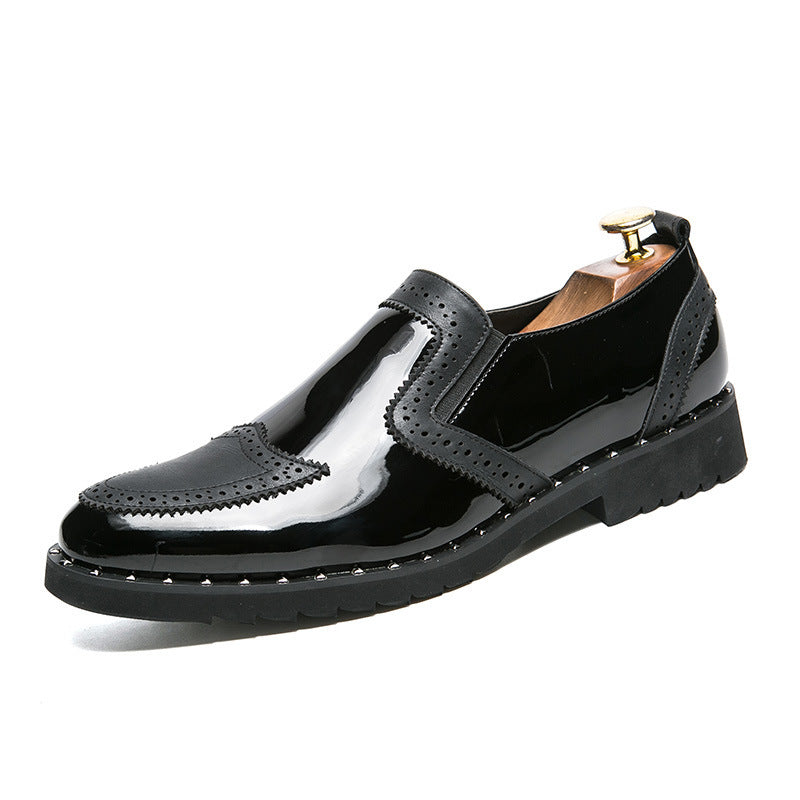 Casual Bright Pointed Toe British Leather Shoes