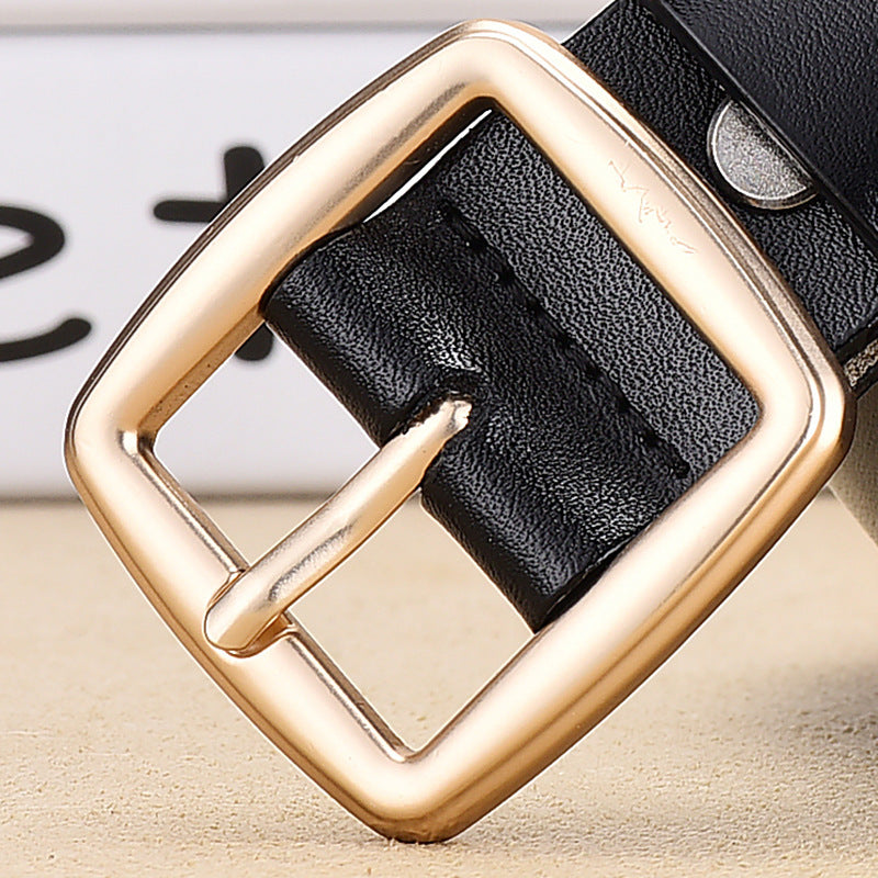 Ladies Korean Style Simple Gold Pin Buckle Belt
