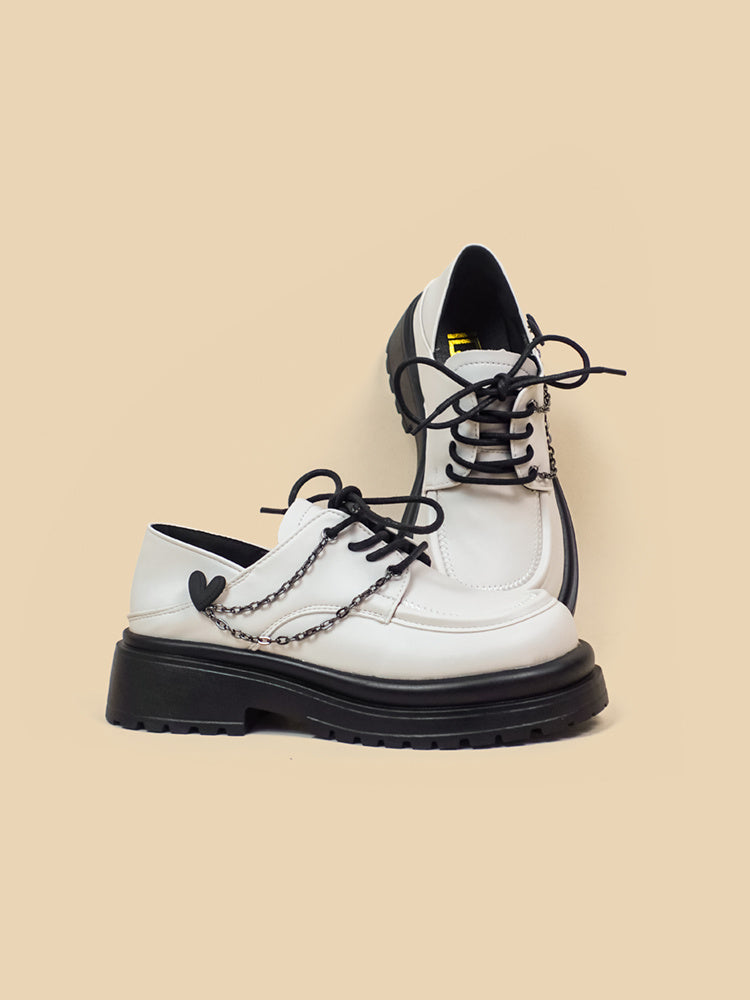 Thick Soled White Leather Shoes