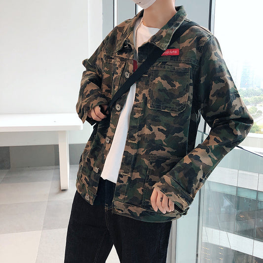 Camouflage Fashion Denim Masculine Jeans Jacket