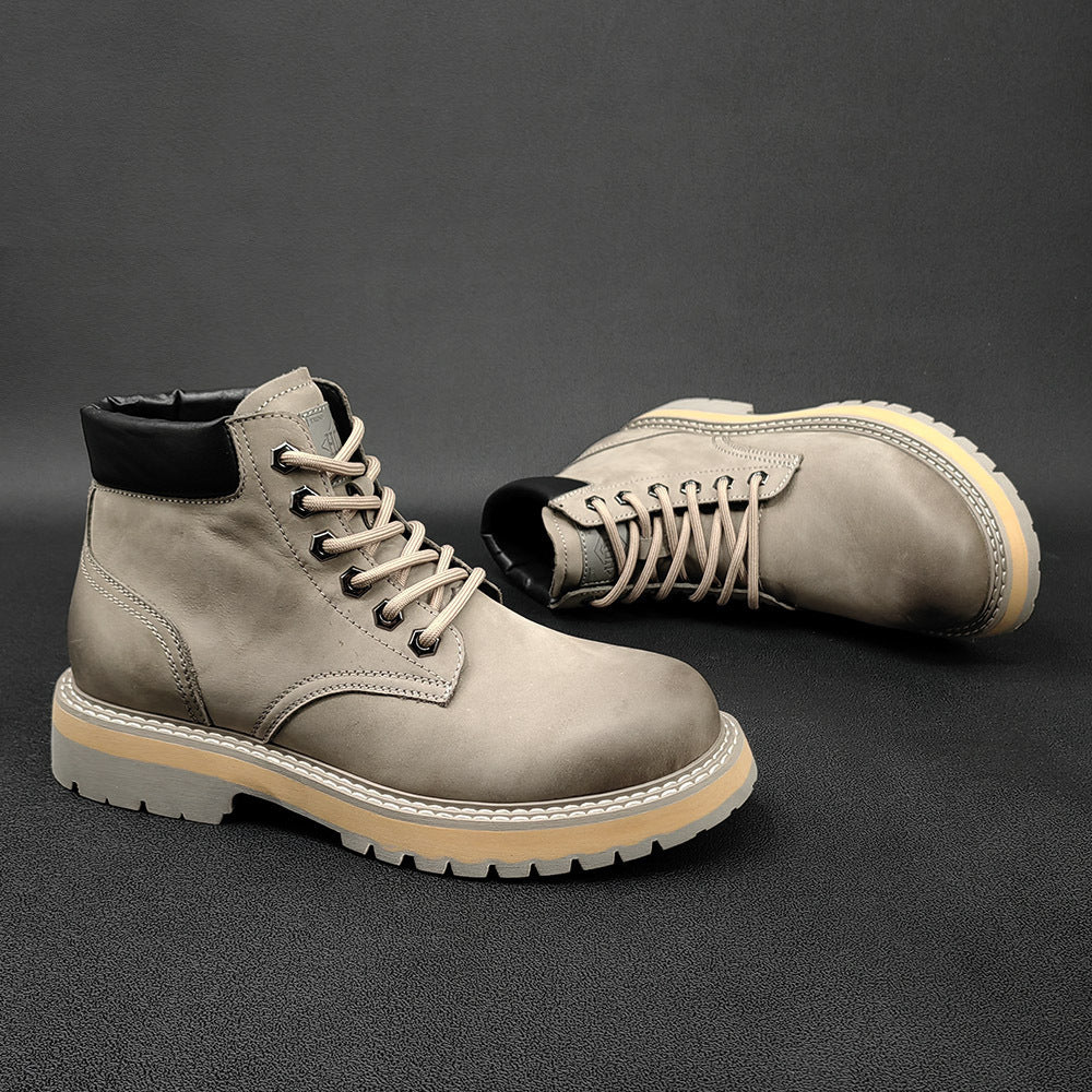 Matte Leather Casual Boots