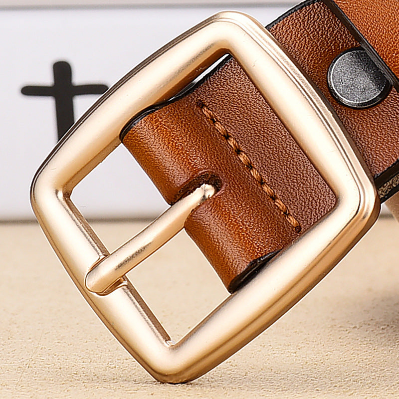 Ladies Korean Style Simple Gold Pin Buckle Belt