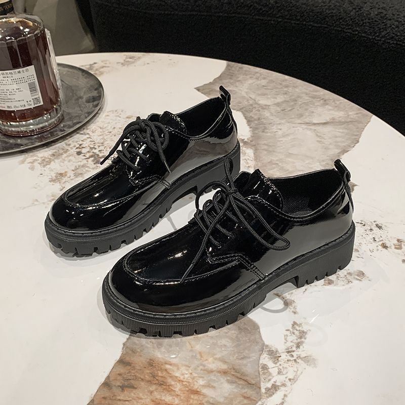 Platform Lace-up Loafers Leather Shoes