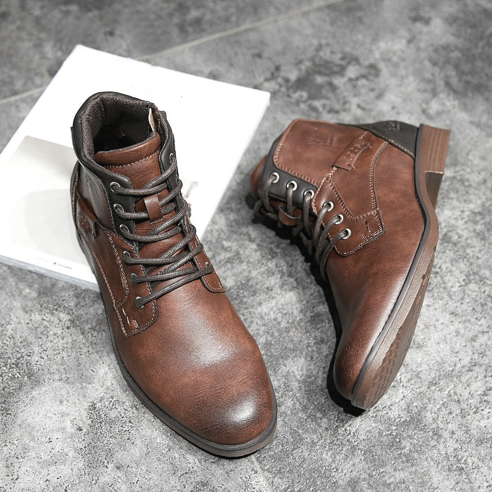 Winter Ankle Lace Up Leather Boots