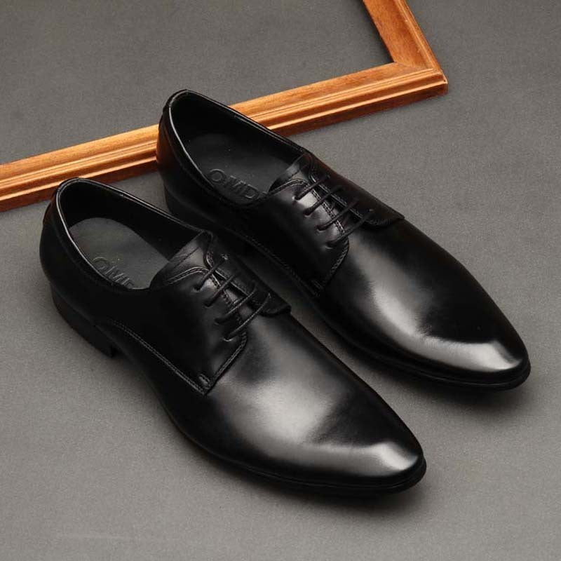 Pointed Toe British Business Suits Lace Up Leather Shoes