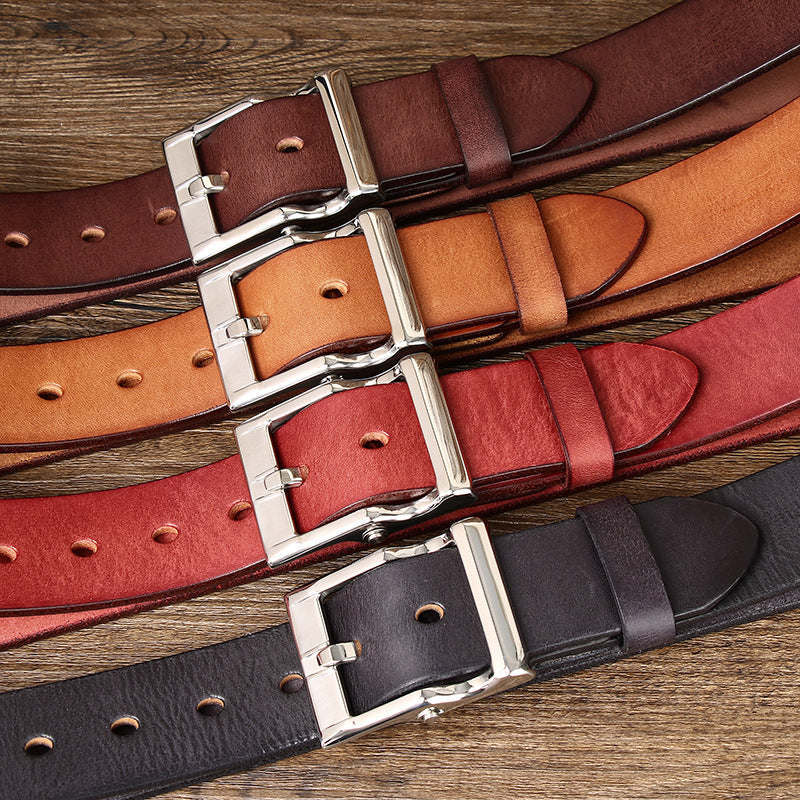 Retro Leather All-Match Stainless Steel Buckle Belt