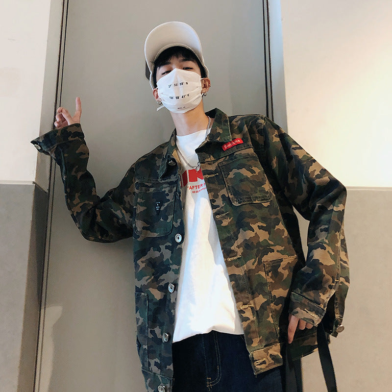 Camouflage Fashion Denim Masculine Jeans Jacket