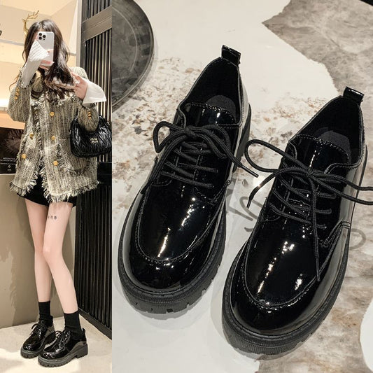 Platform Lace-up Loafers Leather Shoes