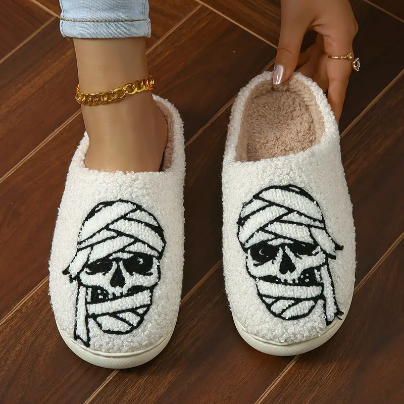 Mummy Towel Embroidery Slippers Cartoon Non-slip Velvet Cotton Slippers