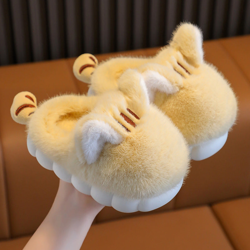 Women's Cotton-padded Shoes Cute Cartoon Cat's Paw Velcro Plush Shoes