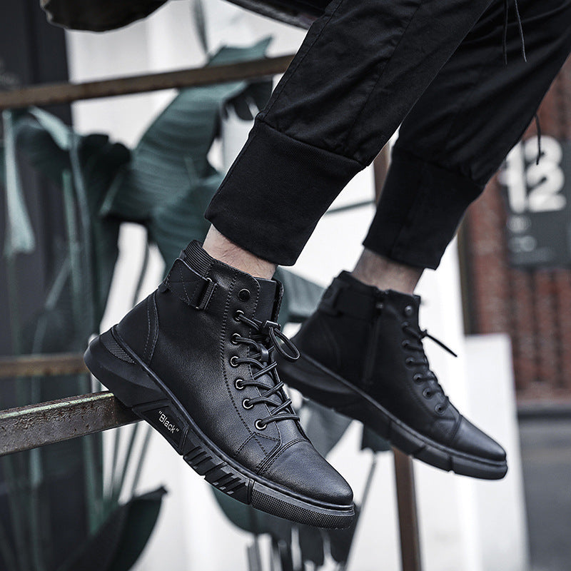 High-Top Martin Leather Shoes Plus Cashmere