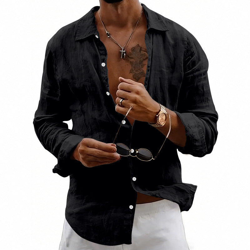 Loose Fit Cardigan With A Lapel Collar Shirt