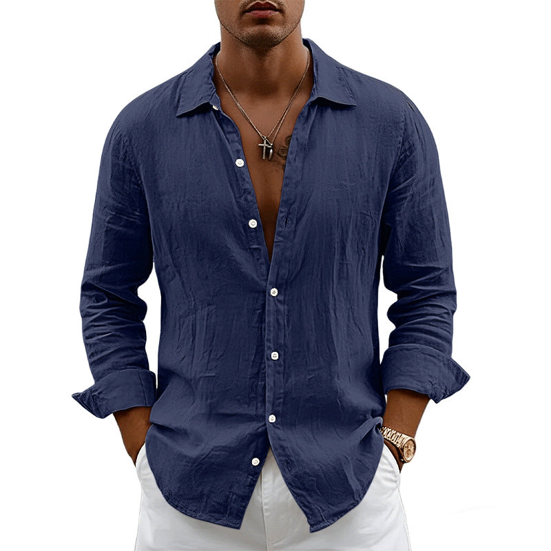 Loose Fit Cardigan With A Lapel Collar Shirt