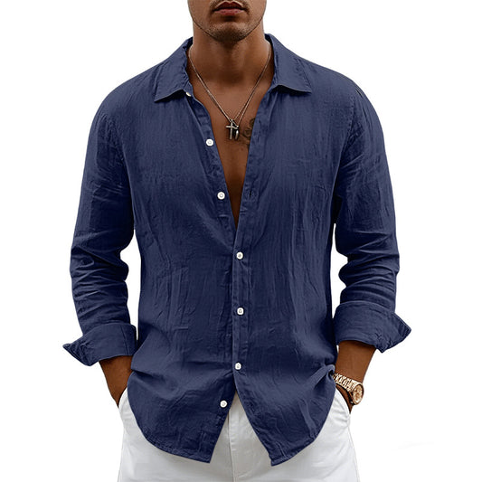 Loose Fit Cardigan With A Lapel Collar Shirt