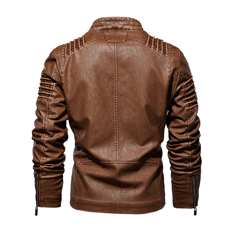 Men Leather Jacket Winter And Autumn Motorcycle PU Warm Fashion Coat