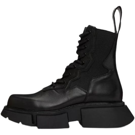 Versatile Leather Thick Bottom Short Boots