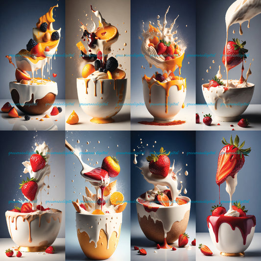 13 Pieces "Yogurt Fruit Chocolate Cake" Restaurant Special Art Design