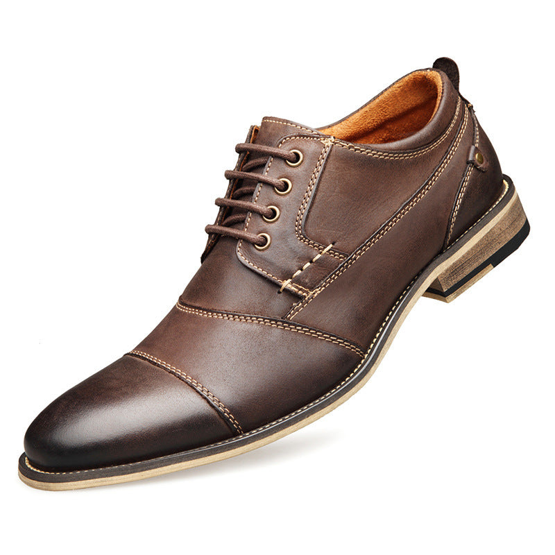 Leather lace-up casual shoes