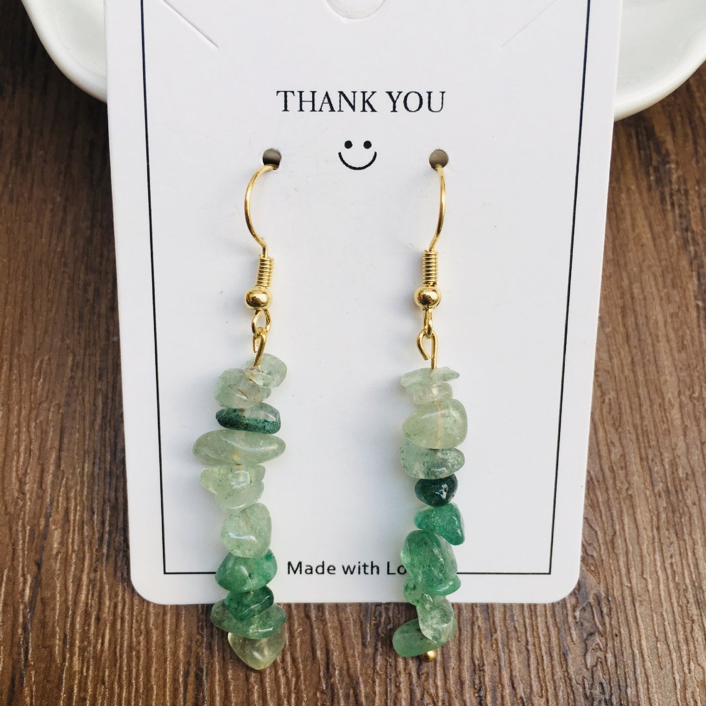 Handmade DIY Natural Crystal Stone Beaded Earrings