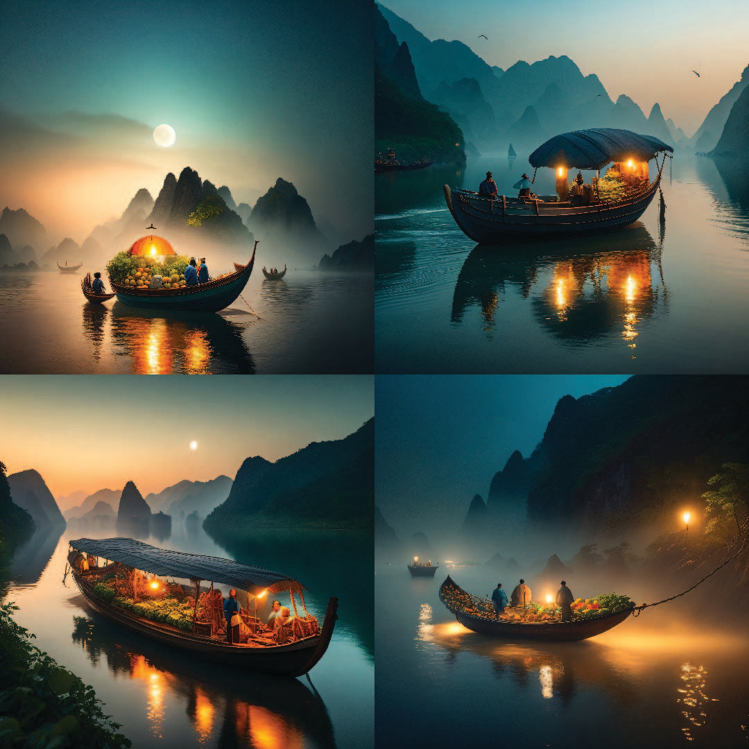 33 Pieces "Floating Market in Vietnam" Art Work Special Art Design