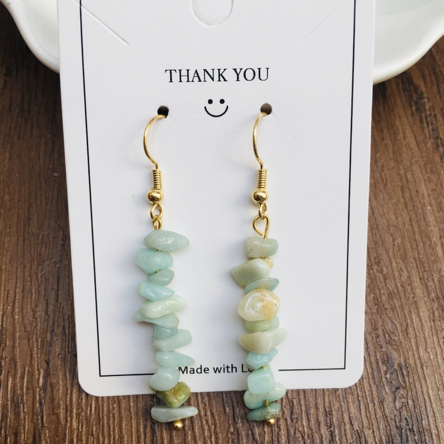 Handmade DIY Natural Crystal Stone Beaded Earrings