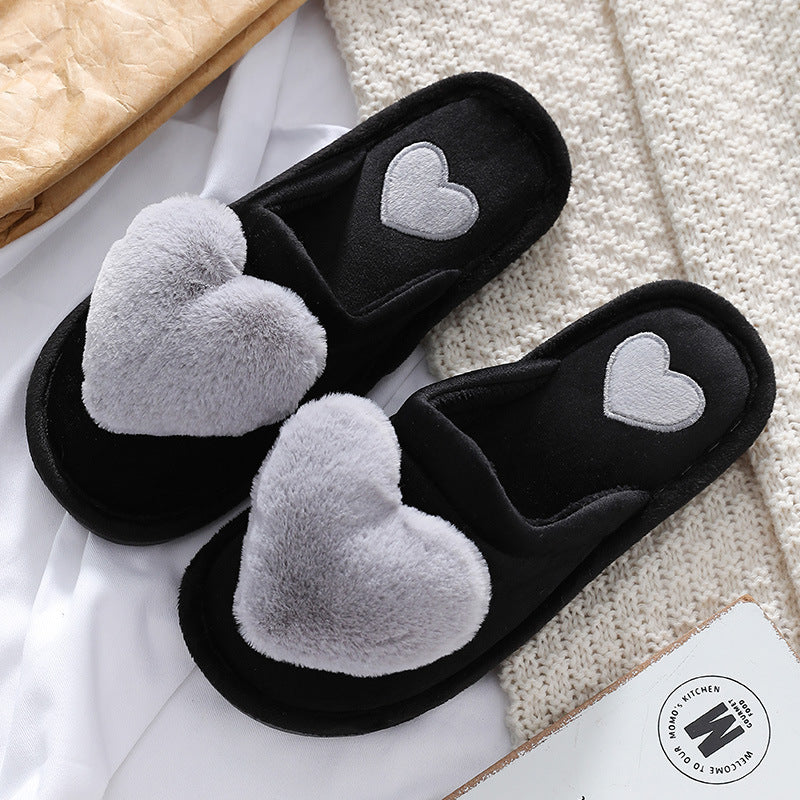 Cute Love Slipper Winter Warm Fluffy Shoes Home Slippers For Valentine's Day