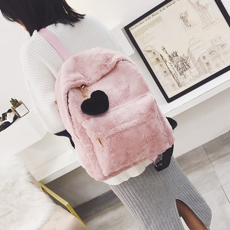 College Style Plush Backpack